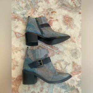 All Saints Jason Booties Blue Snakeskin